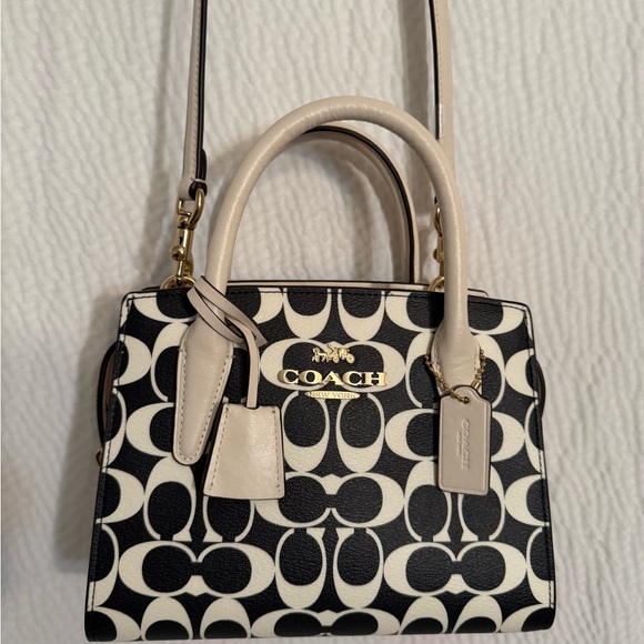 Coach Handbags - Coach Black and Cream Satchel - New